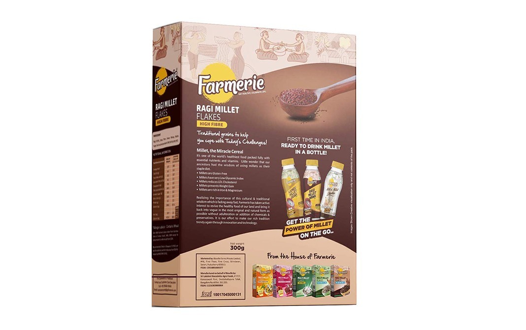 Farmerie Ragi Millet Flakes High Fibre   Pack  300 grams